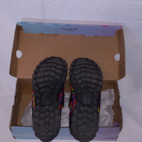 Sketchers EZ Flex Strech Weave Memory Foam Slip On Rainbow Shoes - Picture 4 of 7